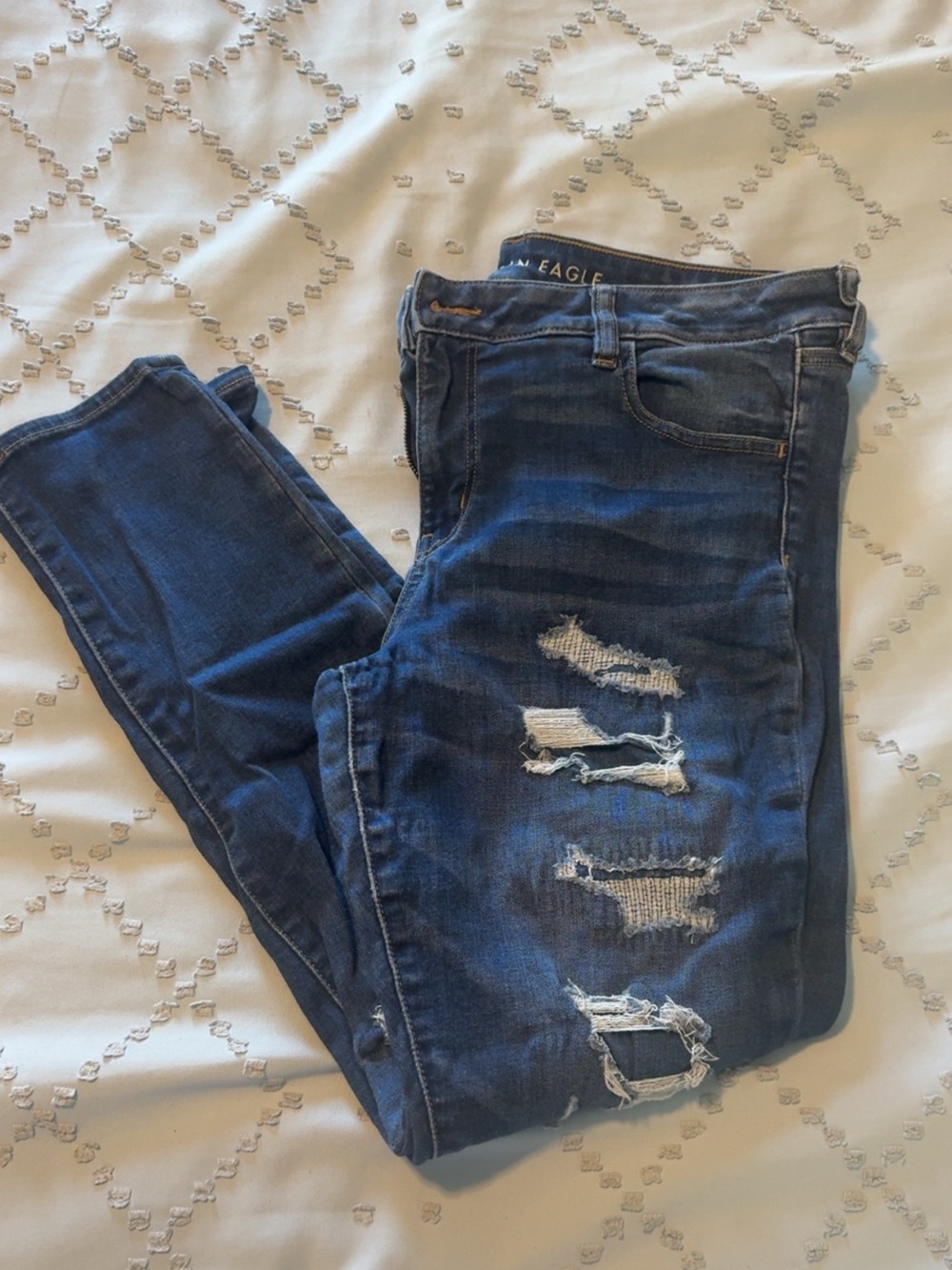 American Eagle Outfitters Dark Blue Ripped Skinny Jeans
